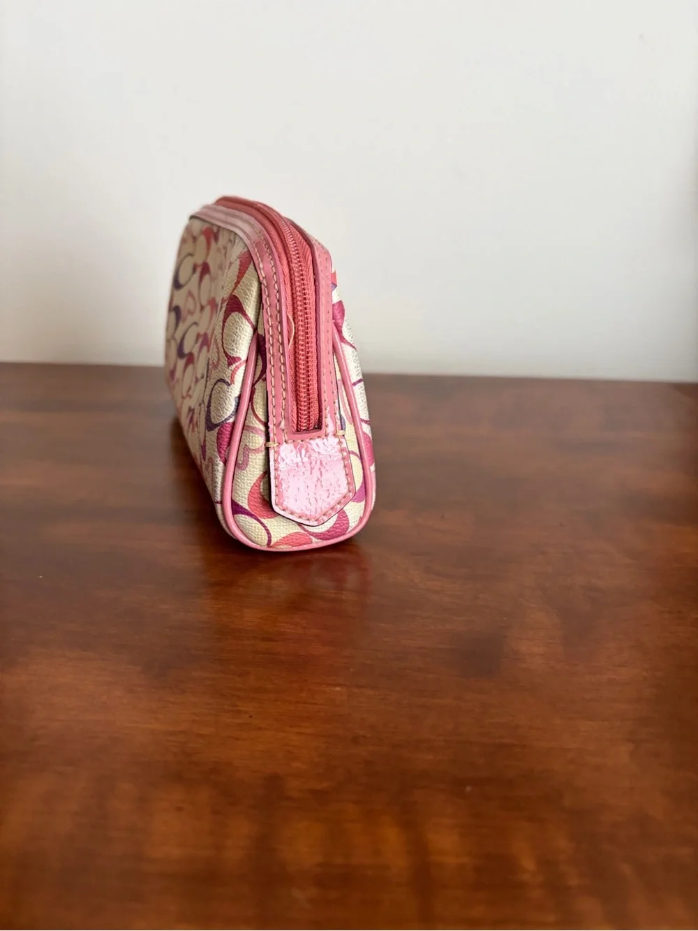 Coach Pink & Purple Heart Signature Cosmetic Pouch *READ*